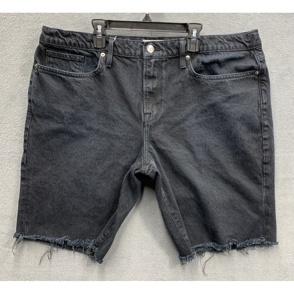 FRAME L'Homme Cut Off Shorts Mens Size 40 Blackbell Black Denim Raw Hem USA